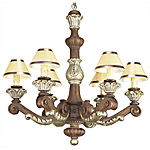 C173-WCH 21 By Artdemexico - Wood Lighting Collection Collection Aged Pecan Finish Carved Wood Chandelier